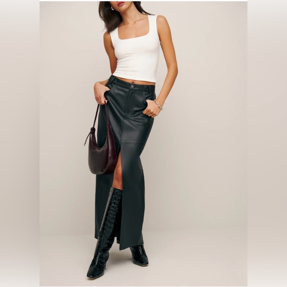 NWT Reformation Veda Tazz Leather Maxi Skirt